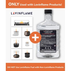 Exclusive Fuel for Lovinflame Fireplaces Fire Pits Firebowls Candles Non-Toxic, Non-Flammable, Water-Soluble, Safe for Transportation & Storage (1 Gallon)