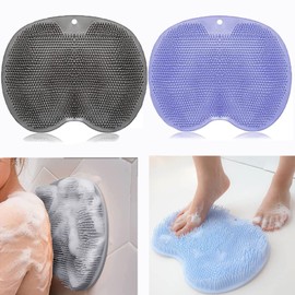 YVPSI - Limpiador de pies y espalda, almohadilla de masaje montada en la pared, cepillo para polvo de silicona para masaje de baño con ventosas para depurador corporal, mejora la circulación de los