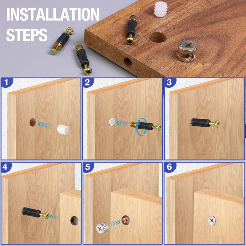 Jamiikury 10 Sets Furniture Cam Lock Fasteners - 3-in-1 Cam