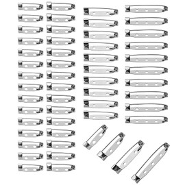 50Pcs Brooch Pins, Brooch Backs Silver Bar Pins, Back Clasp Brooch Secure Brooch Pins for Crafting Badges Stationary Bandages Sewing Dressmaking Name Tags(20mm, 25mm, 32mm, 38mm)