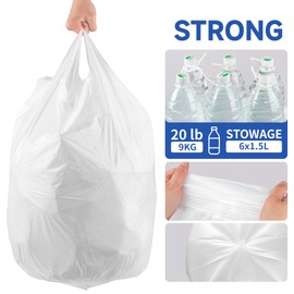KeenEcho Small Trash Bags with Handles (1.2/2/3/4/6/8/13 Gallon) - Ocean Plastic Upcycling - Plastic Garbage Bags, Can Bin & Waste Basket Liner for Kitchen, Bathroom, Office and Pets