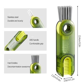 MUNSKT 3 in 1 Multifunctional Cleaning Brush, Cup Lid Cleaning Brush, Multifunctional Cleaning Brush, Tiny Bottle Cup Lid Detail Brush, Crevice Cleaning Brush,Three colors