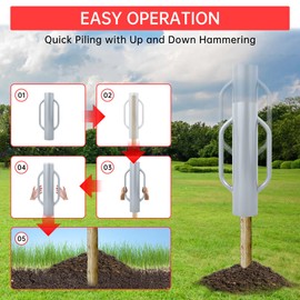 30 LB Fence Post Driver with Handle,Manual T Post Driver Metal Post Hammer for U Fence Post Wooden Post (Sliver)