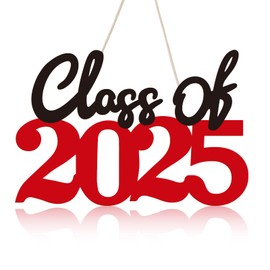 Graduation Decorations Class of 2025 Wooden Sign,Class of 2025 Graduation Photo Booth Prop for Graduation Party Supplies,15.75x9.84 Inches (Red)
