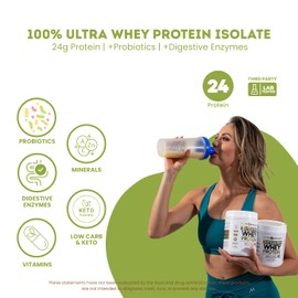 Nutrigenius + All-in-One Nutrition Whey Protein Isolate with Probiotics, Digestive Enzime, Vitamins and Minerals, Vanilla, 30 Servings, Gluten Free, Keto Friendly, No Sugar
