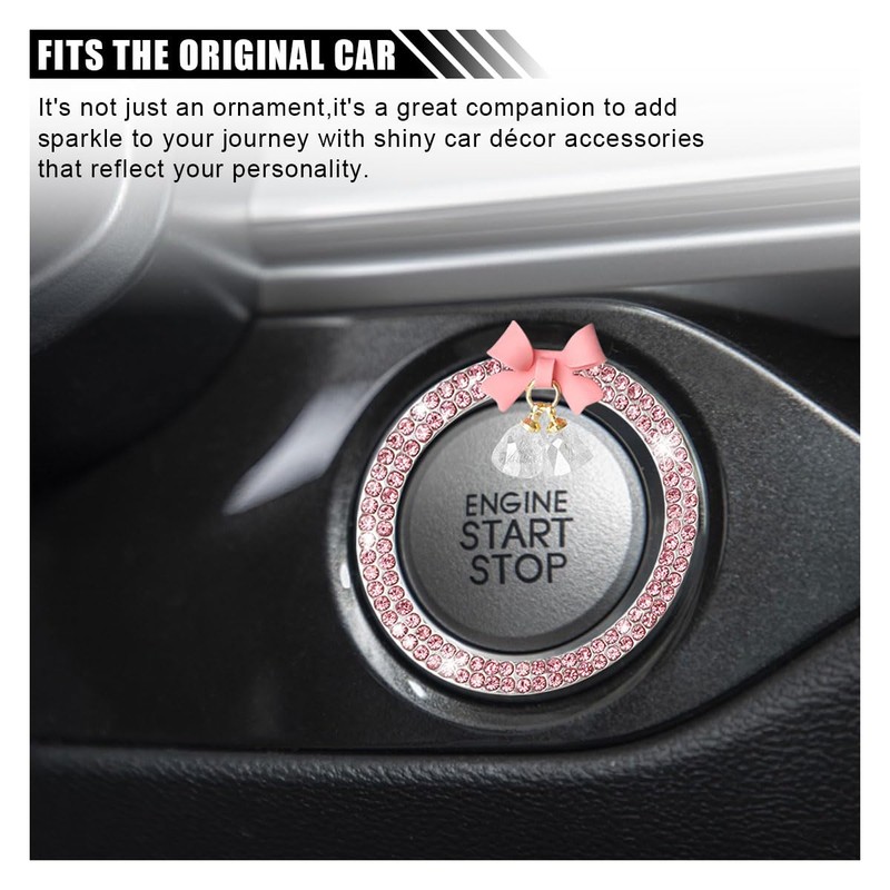 Bling Diamond Car Engine Start Stop Button Decoration Ring, Crystal