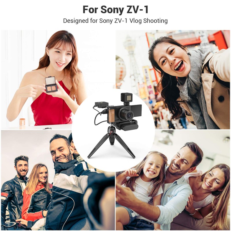 SmallRig L-Shape Wooden Grip with Cold Shoe for Sony ZV1