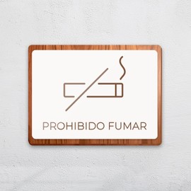 Señalética Prohibido Fumar | Woodlux de MDF y Acrílico para Interior | Letrero Diseño Minimalista | Fácil Instalación | Ideal para Oficinas, Negocios o Hogares | Blanco | NEON ESTUDIO