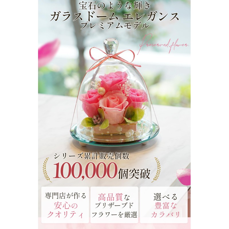 Preserved Flower IPFA Glass Dome Elegance Premium Wedding Gift Birthday