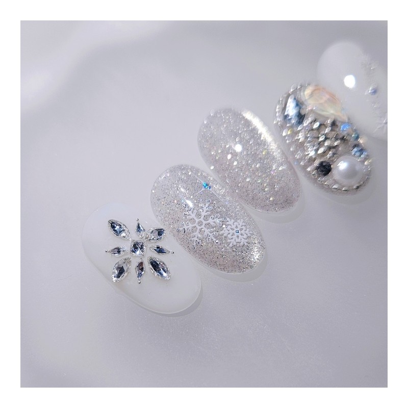Winter Dawn Starlight Handmade Nail Tips - Almond Long /
