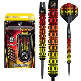 WINMAU Firestorm Flame 22 Gram Professional Tungsten Darts Set with Flights and Stems (Shafts)