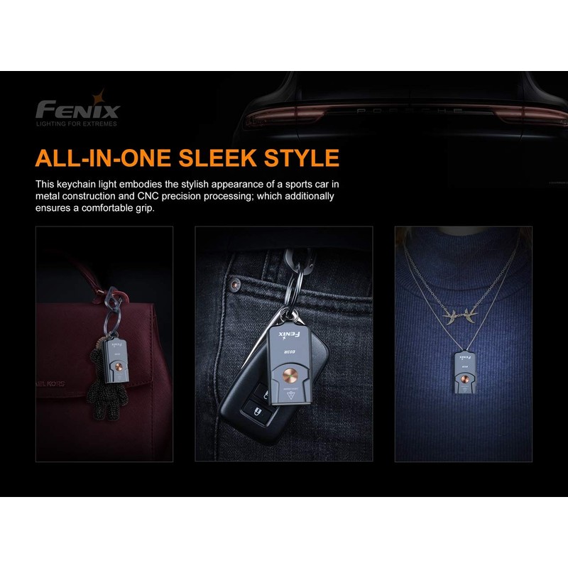 FENIX E03R USB Rechargeable 260 Lumen LED keychain flashlight with,