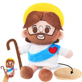 Beeadore Jesus Toys Figures 7", Jesus Plush Doll Shoulder Stuffed Animal Costume Props Room Decor Christian Religious Party Favors Gifts for Kids