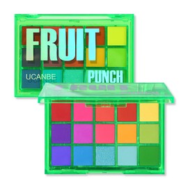 UCANBE- Esta paleta de ojos FRUIT PUNCH está inspirada en jugos y mermeladas coloridos, una mezcla de 15 mates altamente pigmentados, láminas metálicas intensas y brillos, todos con un polvo de arco