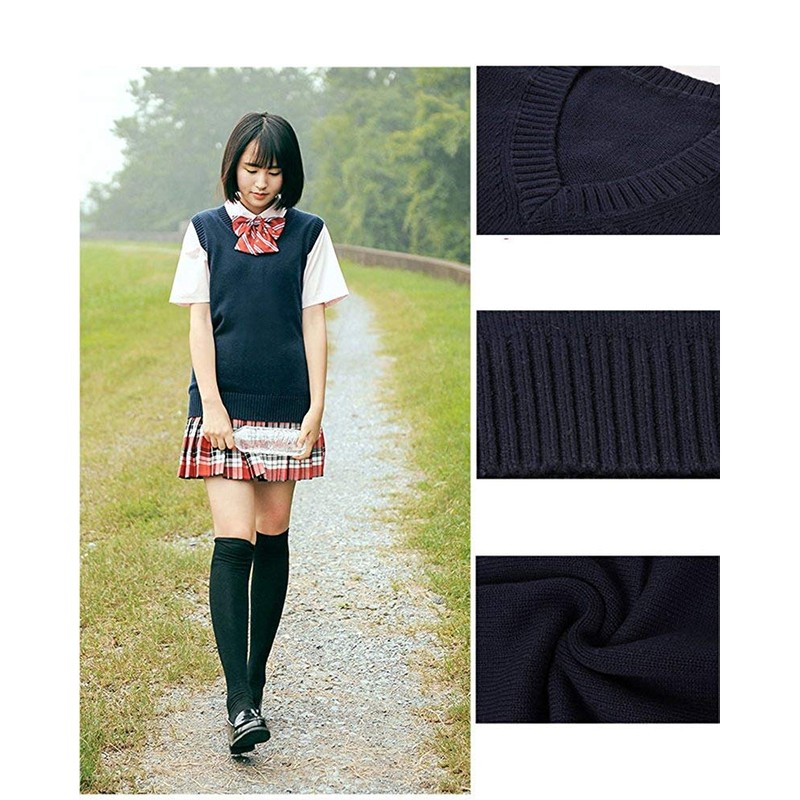 EIMEI School Uniform Vest, Sleeveless, Plain, Loose Fit, Knit, All