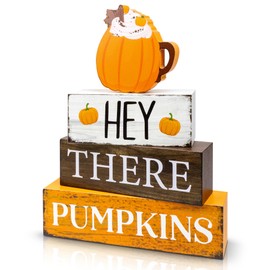 4 Pcs Fall Decor Wooden Tiered Tray Decor, Pumpkins Autumn Decorations Gifts for Home, Thanksgiving Table Centerpiece for Autumn Harvest Party Kitchen