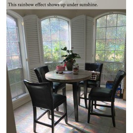 Niviy Rainbow Window Film Privacy Window Sticker Vinyl 3D Decorative Window Cling Non Adhesive Removable Window Covering for Living Room Kitchen Office 35.4 x 78.7 inches