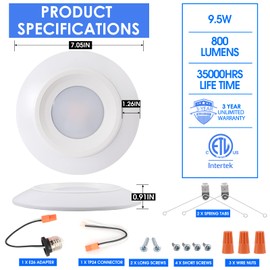 12 Pack 5/6 Inch LED Disk Light, Dimmable Surface Flush Mount LED Ceiling Light, 800LM, 9.5W 5000K Daylight, Low Profile Recessed Retrofit, Install into Recessed Can or Junction Box, ETL-Listed