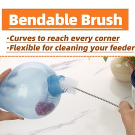 GOSYUNME Hummingbird Feeder Cleaning brushes, Versatile Bendable Cleaner Brush for Various Size Feeders, Gentle Bristles with Soft Tip, No Rust of Stainless Steel 304 of Cleaning Kit, 12.87 in, Red