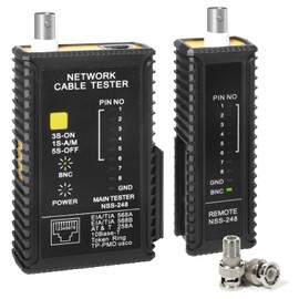 Brileine Dual-Function Coaxial & RJ45 Network Cable Tester with 2-Pack BNC Male to F Female Adapters, CAT5/CAT6/Coax Continuity Checker (Battery Not Included)