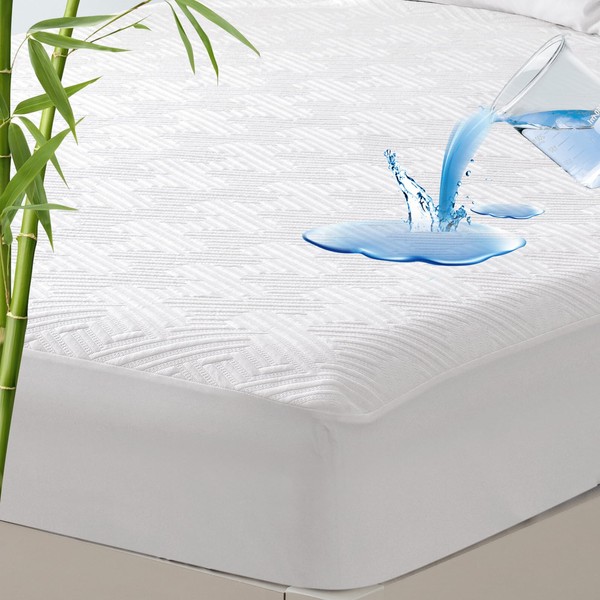 PHF 100% Waterproof California King Size Mattress Protector, Viscose Derived