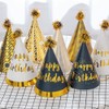 8 Pcs Birthday Party Hats, Black Gold Paper Birthday Party