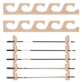 UNICRAFTALE 2Pcs Horizontal Fishing Rod Holders for Garage Bamboo Wall Mount Fishing Pole Holders Antique White Wall Ceiling Rack 5 Fishing Pole Storage for Fisherman Basement 15.7"x2.36"x0.59"
