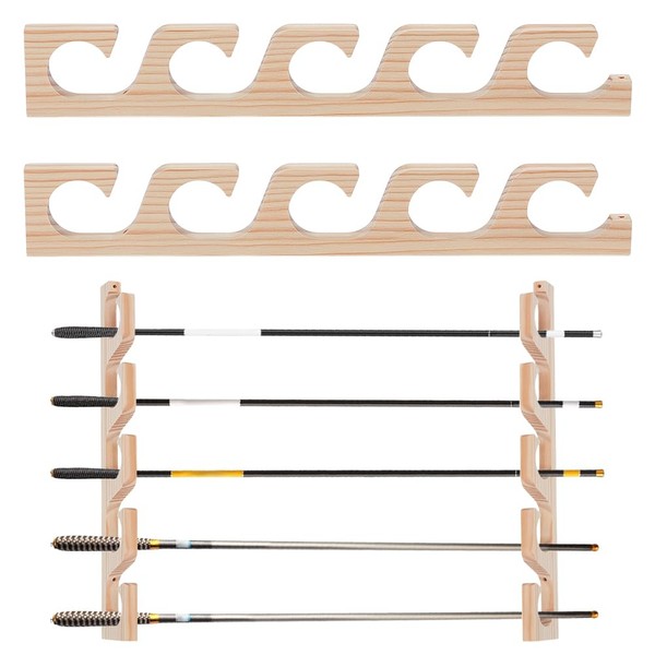 UNICRAFTALE 2Pcs Horizontal Fishing Rod Holders for Garage Bamboo Wall