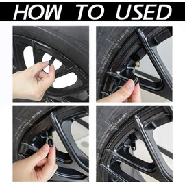 ST Car Tyre Valve Caps Universal Fit Car Boot Decoration Metal (Black) 4 Pieces