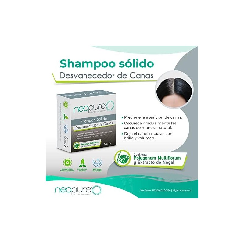 Neopure Shampoo Sólido desvanecedor de canas con Menta (Barra 55