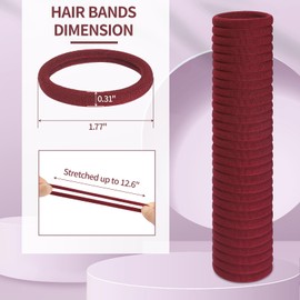 150 Pcs Elastic Hair Ties No Damage for Thick & Thin Hair, Ponytail Holders, Elastics, Soft Pony Tails Bands for Women, Burgundy Red