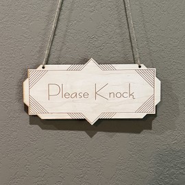 Sign - Please Knock - Raw Wood Door Sign 4x8