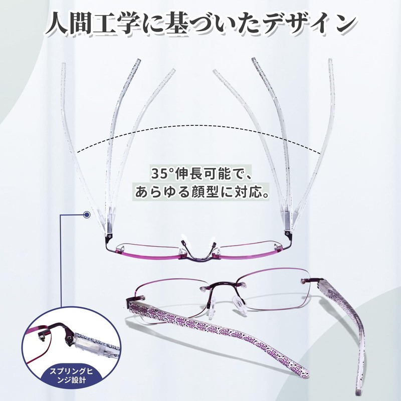 ESAVIA Magnifying Glasses, 1.0-3.5x, Ultra Lightweight, Blue Light Cut, Rimless