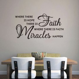 AnFigure Wall Decals for Living Room, Christian Wall Decals, Quotes Bedroom Inspirational Bible Verse Biblical Prayer Church Vinyl Art Home Decor Stickers Where There is Hope There is Faith 21"X11"