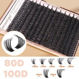 Volume Lash Clusters Kit DIY Lash Extension Kit D Curvature Eyelash Extensions with Lash Bond and Seal Waterproof Tweezers,10-14mm Eye Corner Eyelashes and 16-18MM Cluster Lashes(300PCS,80D+100D):_Treasure-Volume