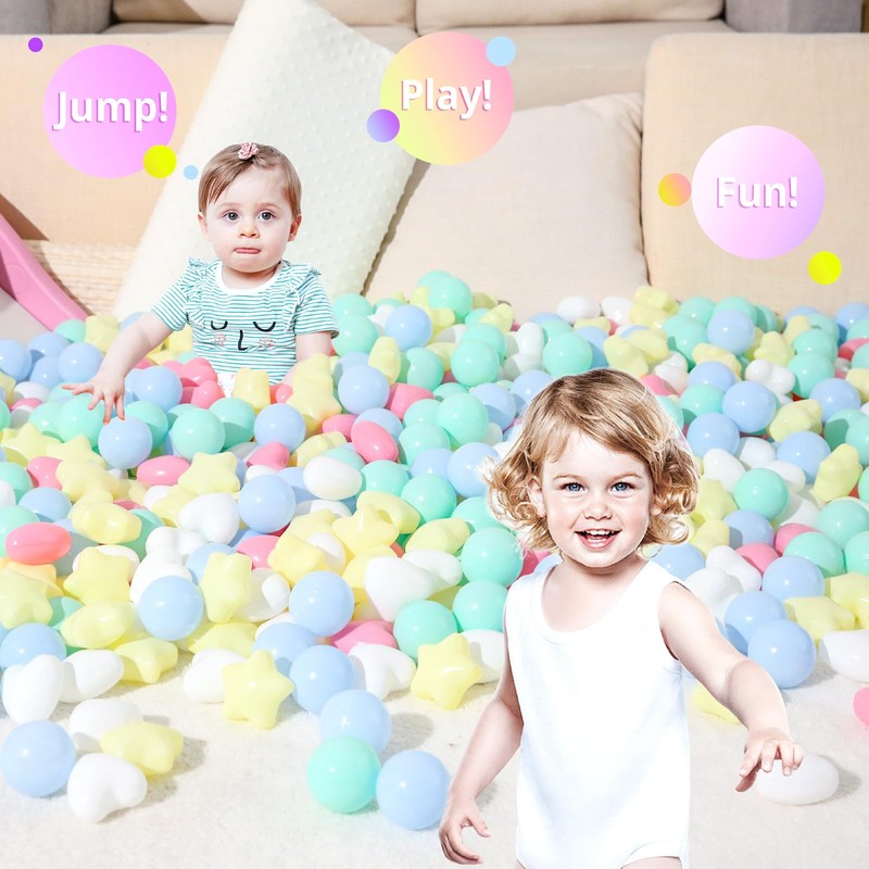Heopeis Ball Pit Balls and Stars for Toddlers, Pack of