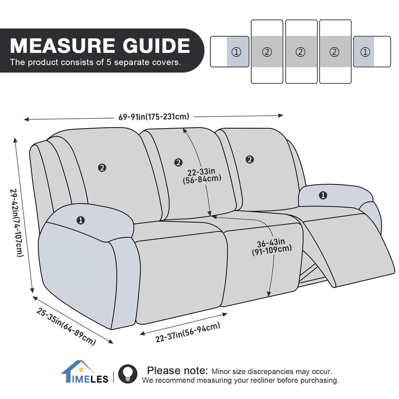 Timeles Recliner Covers for 3 Seater Reclining Sofa Slipcover Furniture
