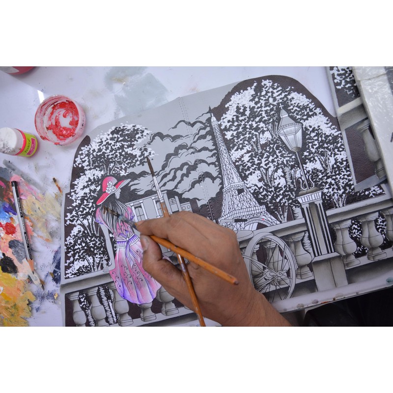 Anna by Anuschka Ladies Hand Painted Leather Trifold Purse Organizer