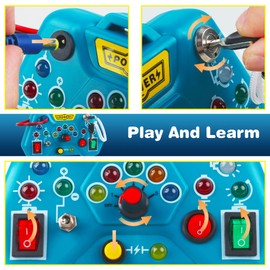 Laiydontos Toddler Toys LED Busy Board,Montessori Toy for 1-3 Year Old, Kids Sensory Board, Light Switches Toy, Preschool Learning Activities Toy 2-4, Travel Toy for 1 2 3 4 Boys Girls Birthday