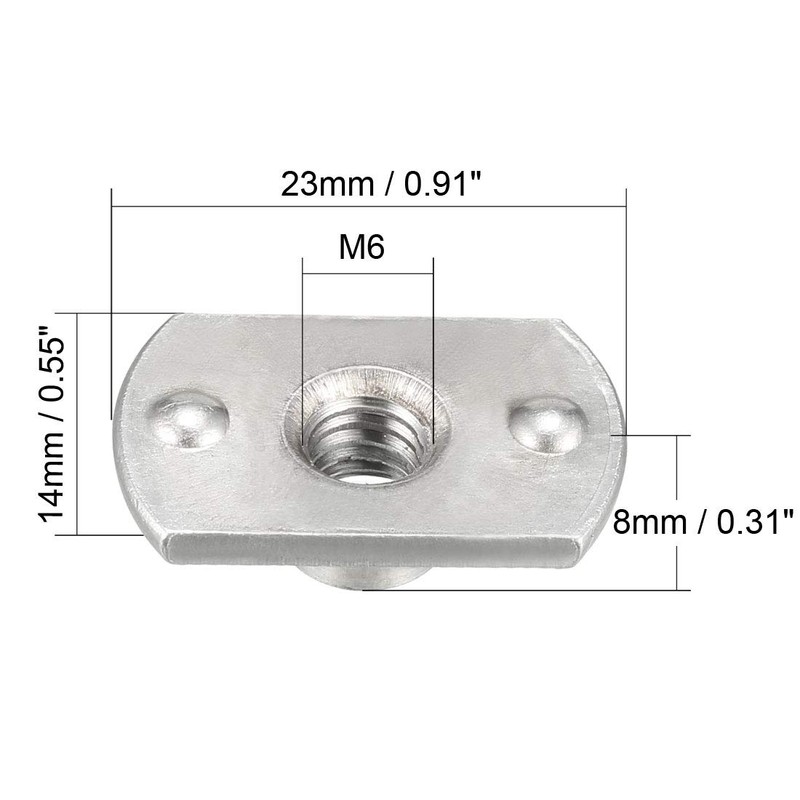 sourcing map 25pcs M6 Carbon Steel Plate Base T-shaped 2