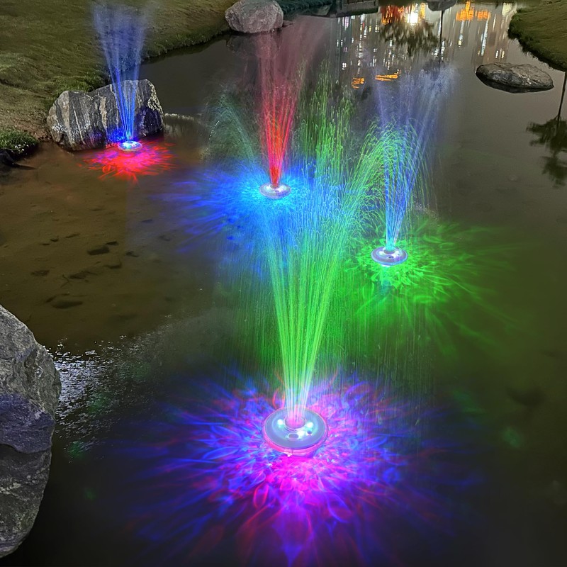 LanPool Floating Water Fountain with Underwater Lights, Powered Pump Outdoor,