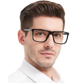 MARE AZZURO Blue Light Blocking Reading Glasses 4.00+ Men Oversized Computer Readers 1.0 1.25 1.5 1.75 2.0 2.25 2.5 2.75 3.0 3.5 4.0 5.0 6.0 (Black, 4.00)