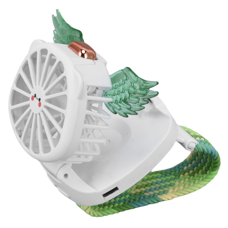 Mini Watch Fan Angel Wing Design USB Charging Wireless Braided