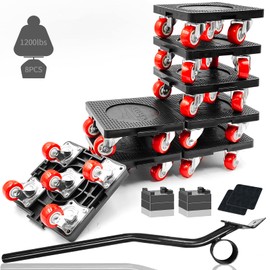 8 Pack Furniture Dolly for Moving, Mover Dolly with 5 Wheels & Furniture Lifter, 1200Lbs Load Capacity, 360° Rotation Wheels Furniture Dolly, for Moving Heavy Furniture Sofa Cabinet Refrigerator