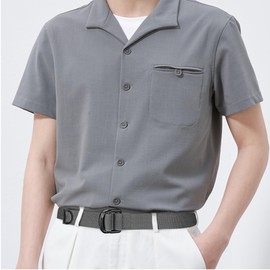 Bluecton Belt Men Plus Size Canvas Double D Ring Buckle Grey Fabric Cloth Big and Tall Length 170cm