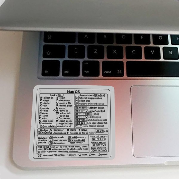 Shortcuts Sticker for Mac OS(Ventura/Monterey/Big Sur/Catalina/Mojave), Keyboard Shortcuts Sticker No-Residue