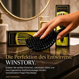 WinStory Smoothing Finger Flex Hair Brush - Salon Quality, Quick Drying, Anti-Brupture, Boar Bristles, All Hair Types