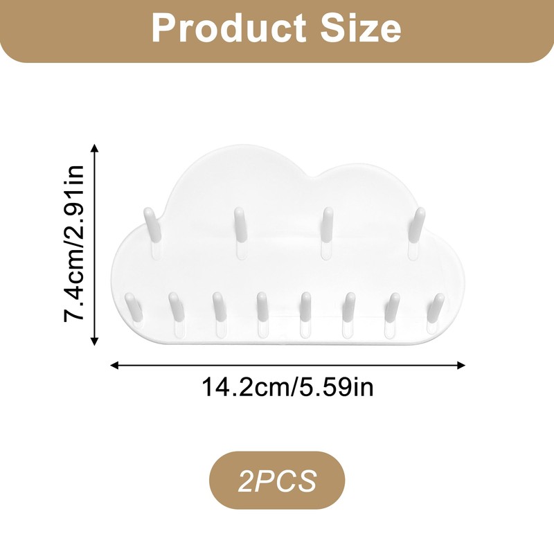 2PCS Cloud Shaped Hooks as Decorative Jewellery Stand for Wall