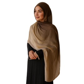 Premium Modal Hijabs for Women, Ombre Black and Grey (Coffee - Brown/Beige)