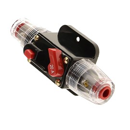 B Baosity 12V DC 20A-100A AMP Car Audio Re-settable Inline Circuit Breaker Holder, 20A